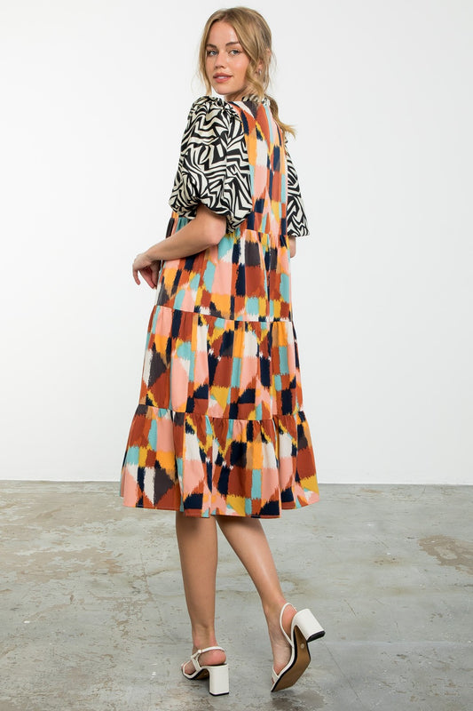 Marvelous Mixed Media Midi Dress