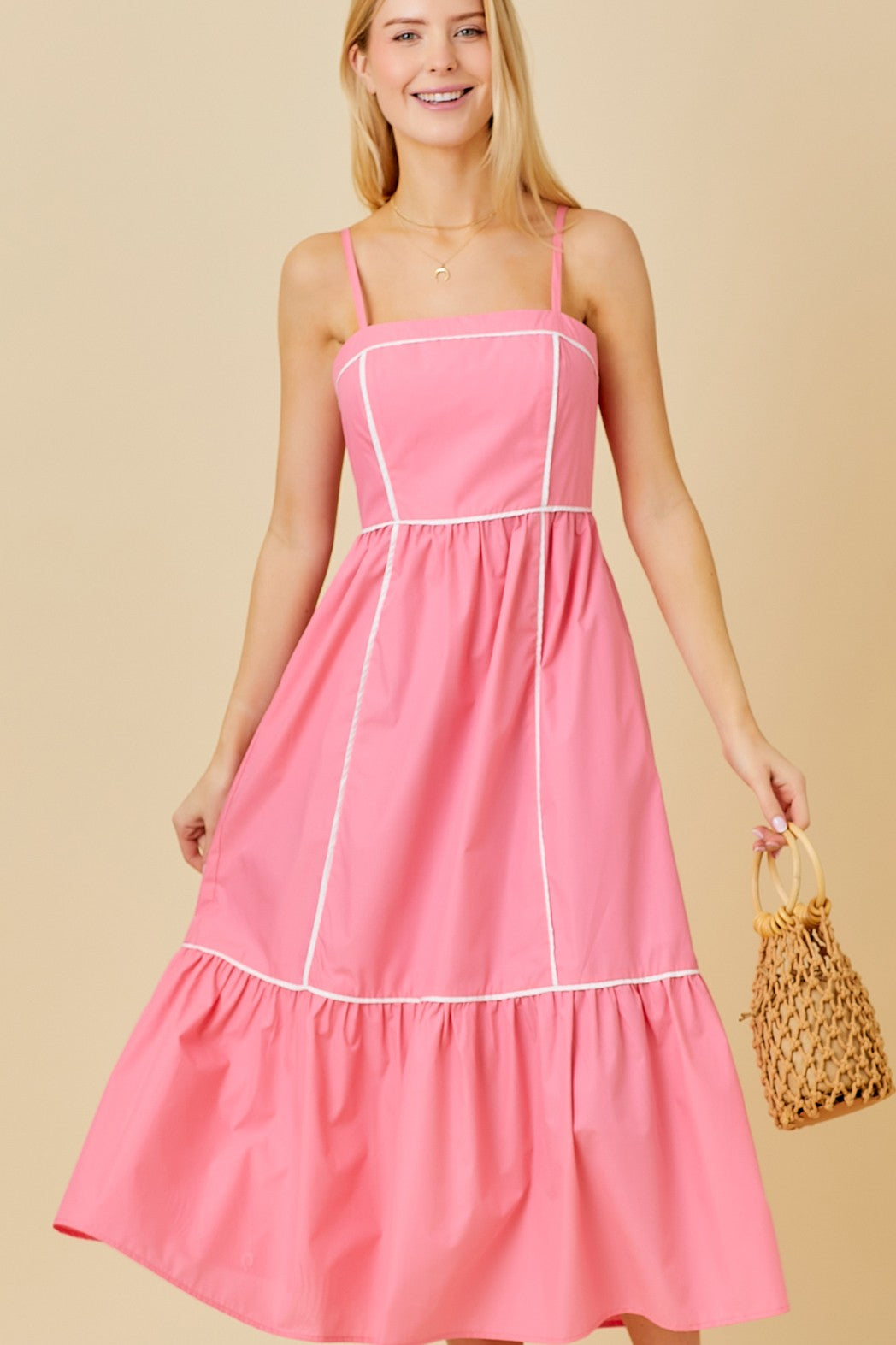 open lace back dress Coral Pink Midi Dress – Wood + Wave