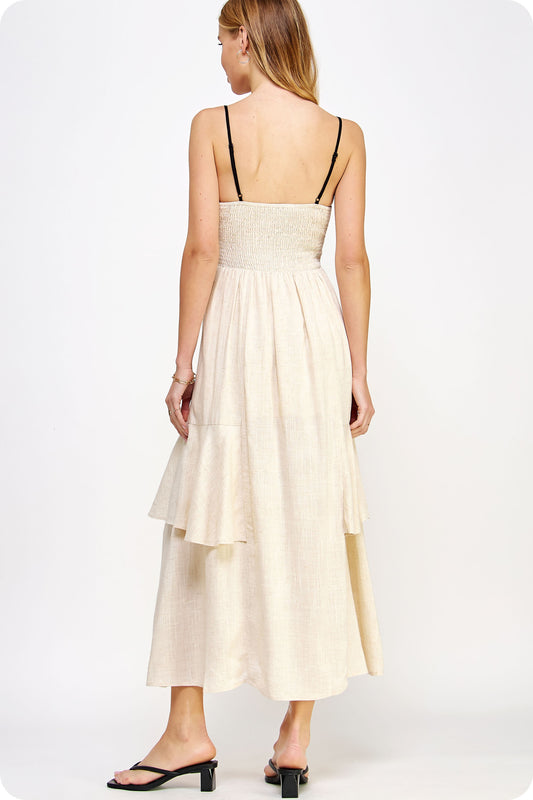 Sleeveless Linen Maxi Dress (Oatmeal)