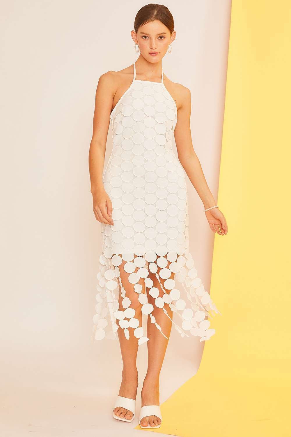 White Circle Fringe Crochet Midi Dress – Wood + Wave