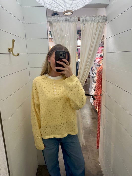 Eyelet Pullover Sweater Top - Butter