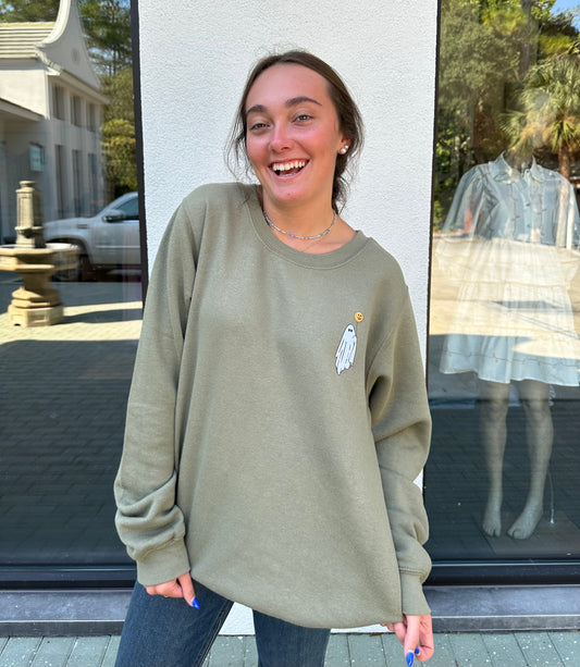 Ghost Balloon Sweatshirt - Olive