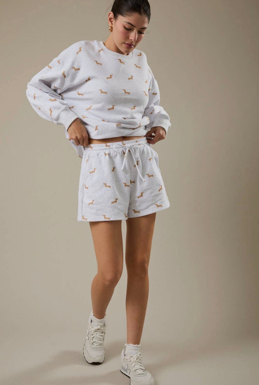 Round Neck Dog Print Sweatshirt