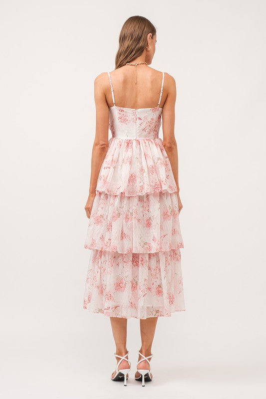 Melody Floral Tiered Midi Dress