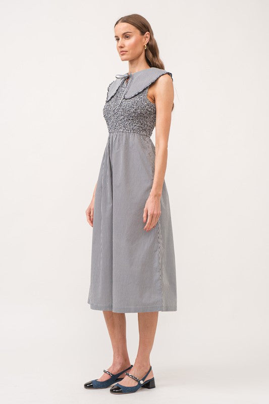 Black Stripe Elaina Midi Dress