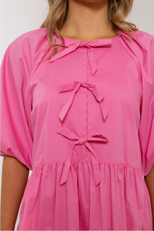 Solid Bow Poplin Dress
