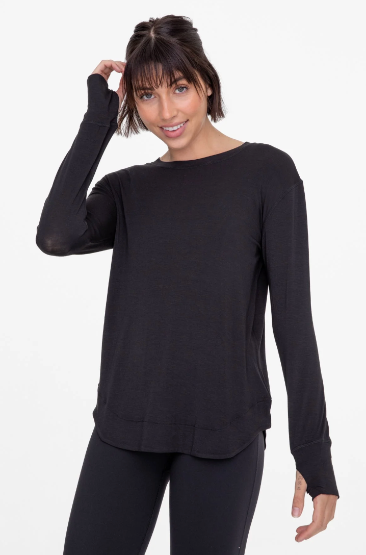 Soft Touch Long Sleeve Top - Black – Wood + Wave