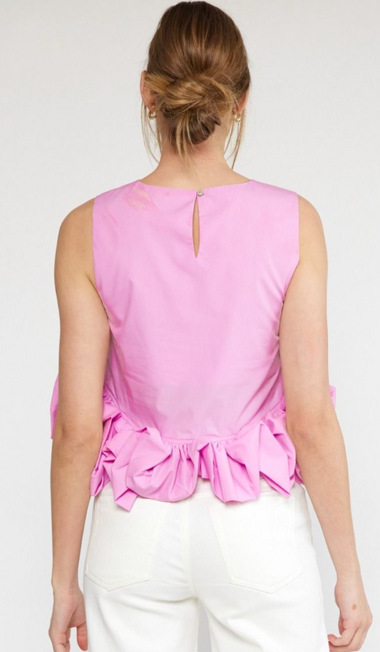 Baby Pink Sleeveless Bottom Ruffle Top