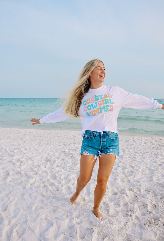 Coastal Cowgirl Summer LS Crop Tee