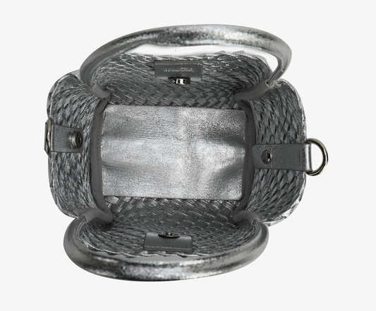 Hollace Mini Tote Woven Hi Shine Silver