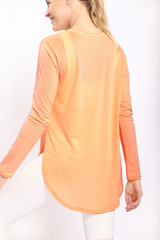 Mesh Side Slit Top - Apricot