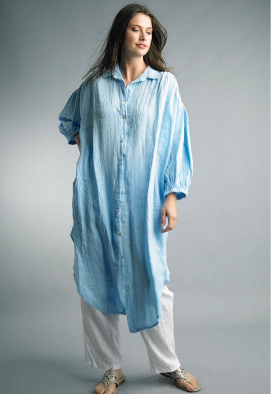 Italian Linen Dress - Sky Blue
