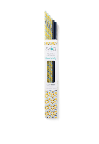 Lazy Daisy & Navy Reusable Straw Set