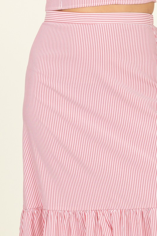 Stripe Maxi Skirt - Red