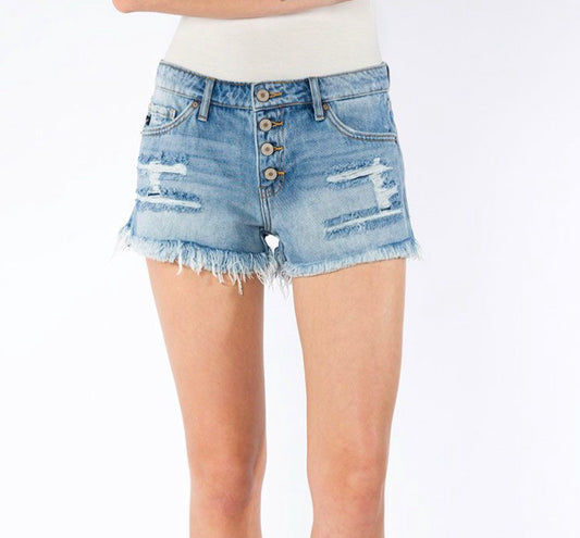 Light Wash Boyfriend Denim Shorts