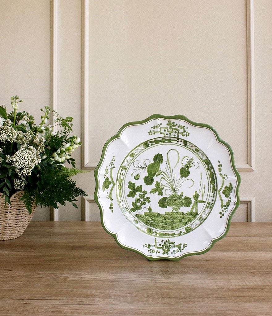 VIDA Faenza Round Platter 13 (Green and White)