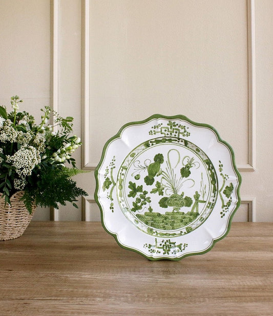 VIDA Faenza Round Platter 13 (Green and White)