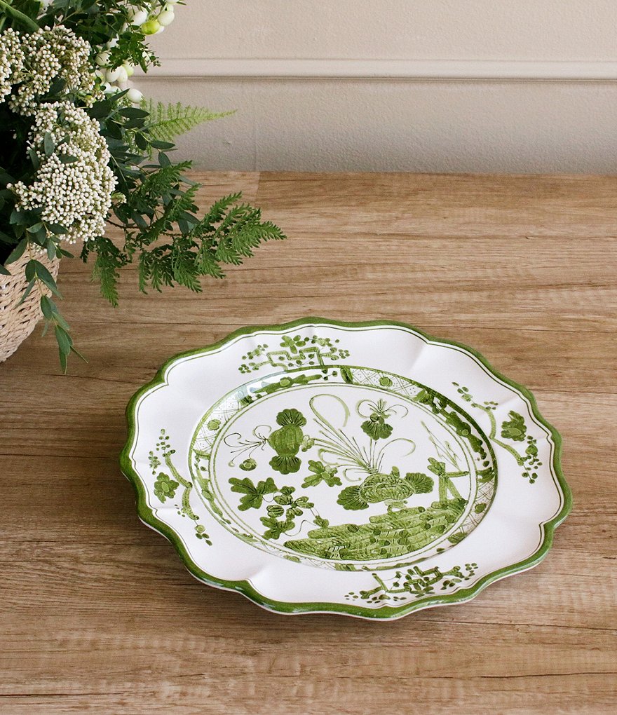 VIDA Faenza Round Platter 13 (Green and White)