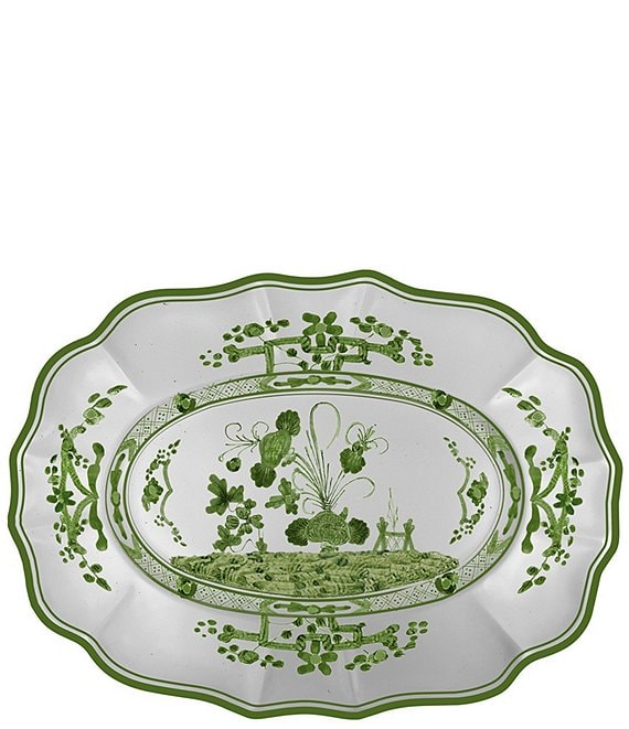 VIDA Faenza Medium Oval Platter (Green and White)