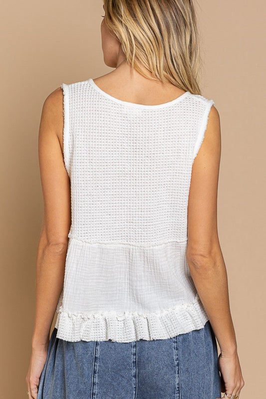 Ivory Ruffle Gauze Sleeveless Top