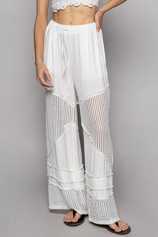 White Wide Leg Lace Pant