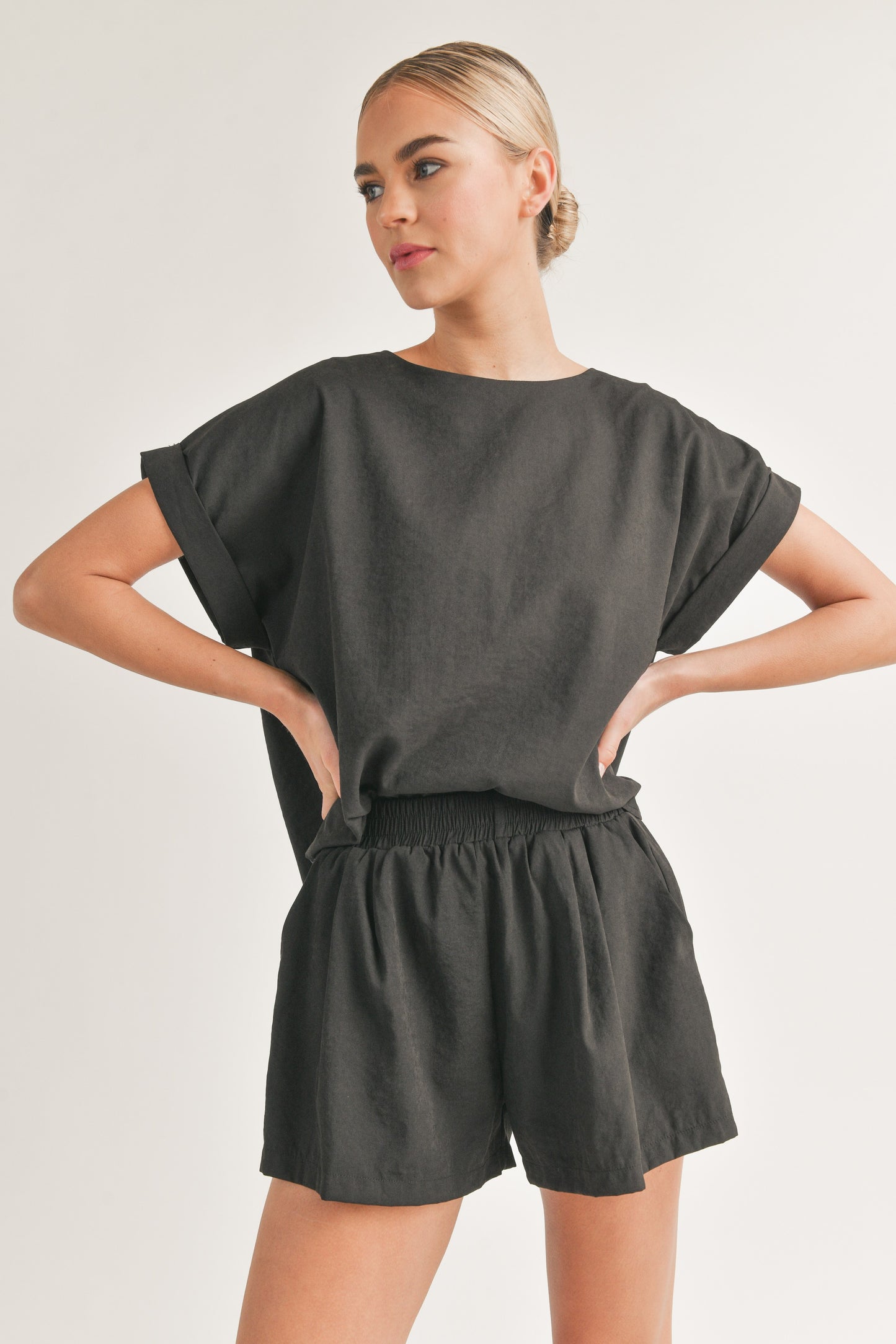 Oversized Short Sleeve Top - Black