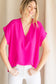 Neon Pink V-Neck SS Top