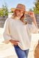 Turtleneck Sweater With Oversized Batwing Sleeve - Ivory