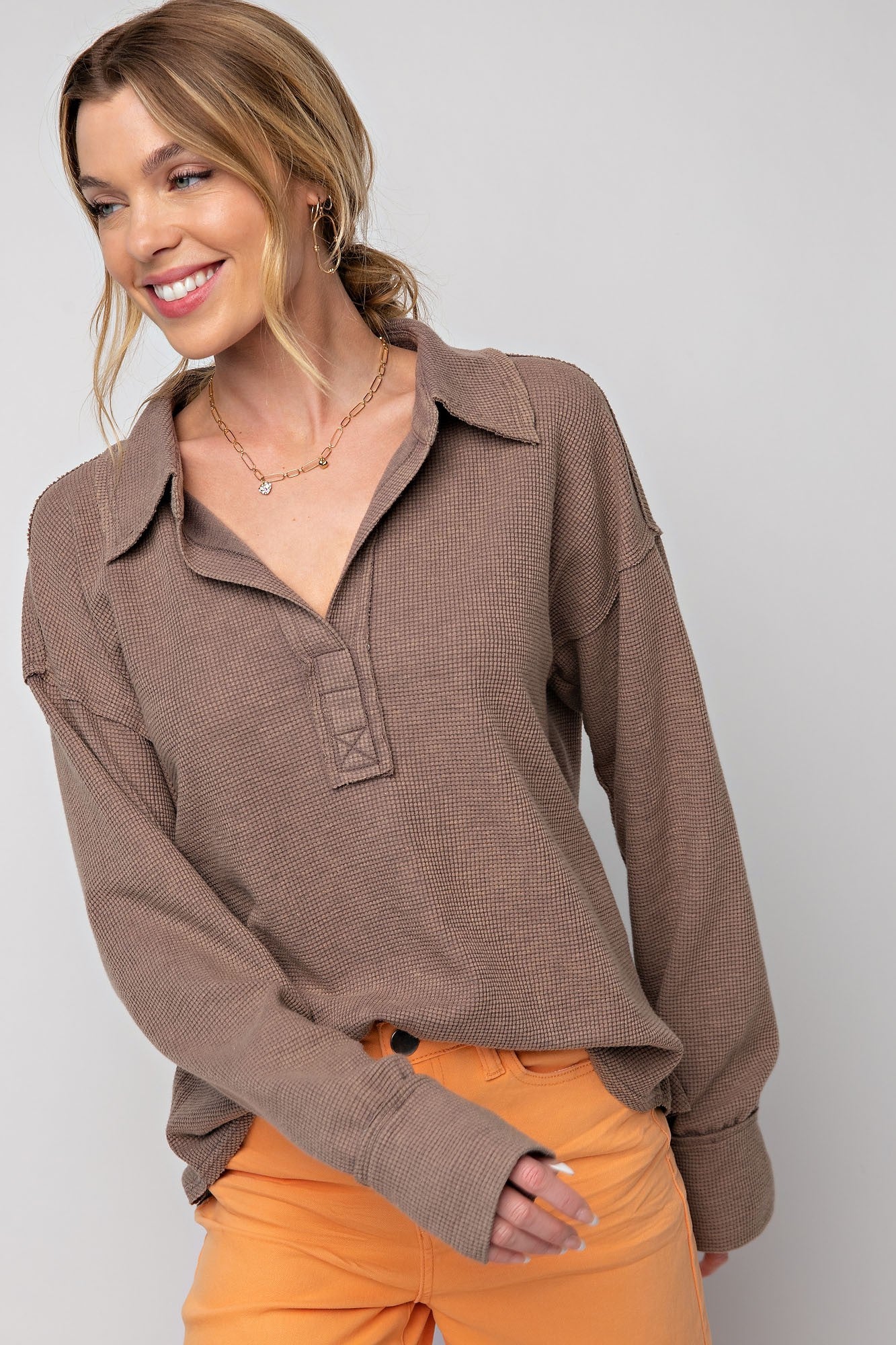 Mocha Mineral Wash Thermal Top