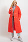 Double Button Long Quilted Coat - Red