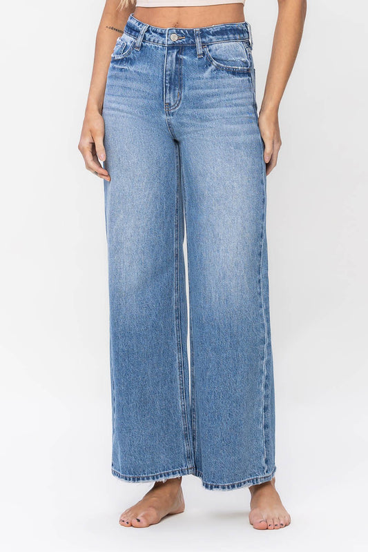 Denim High Rise Wide Leg Pant