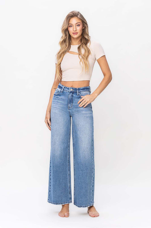 Denim High Rise Wide Leg Pant