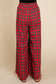 Red Plaid Wide Leg Pants