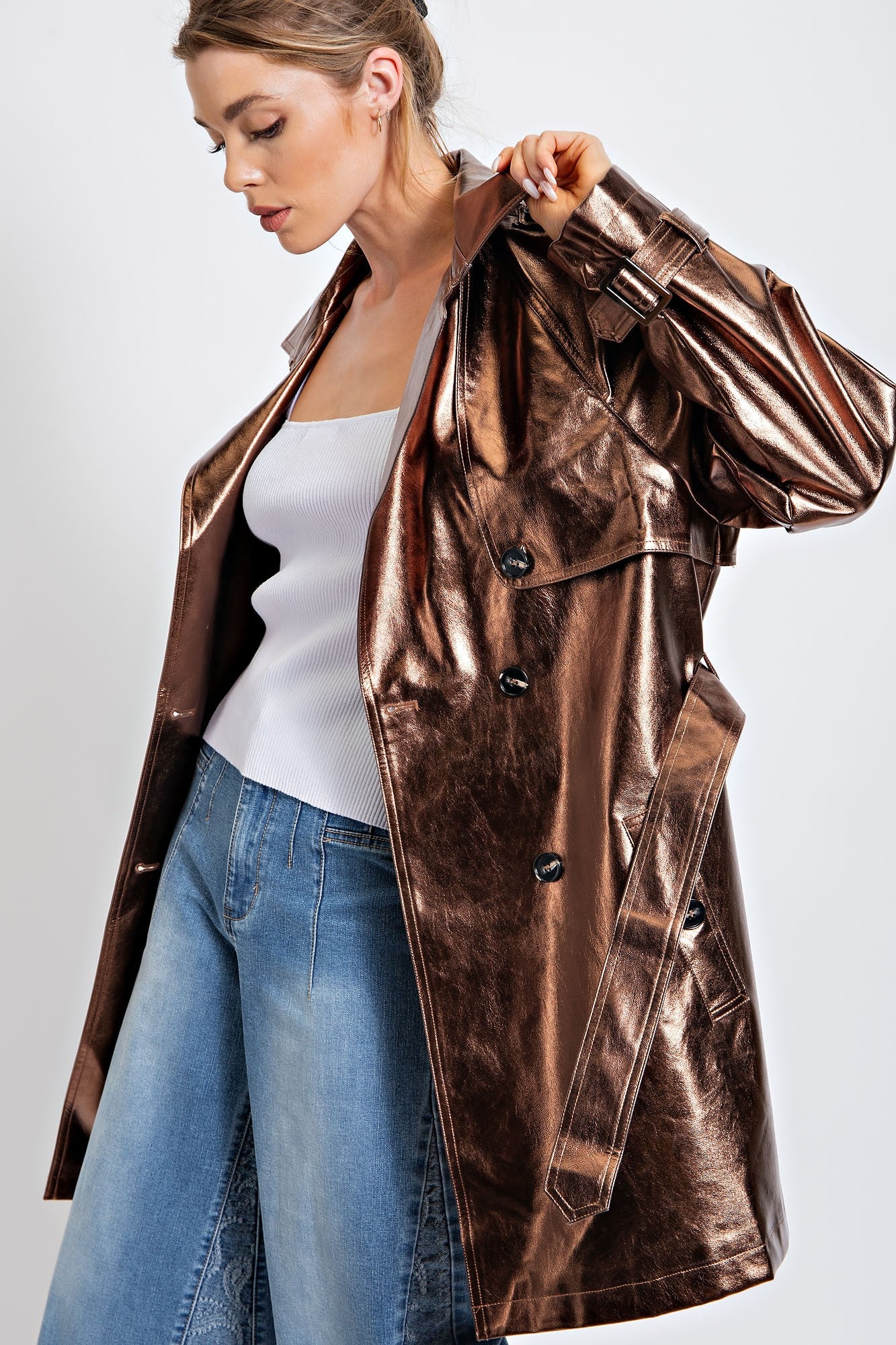 Bronze Faux Leather Jacket