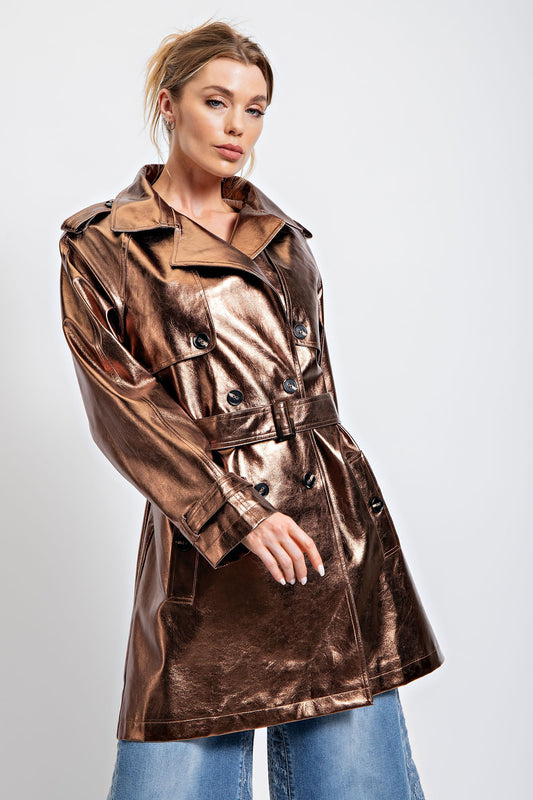 Bronze Faux Leather Jacket