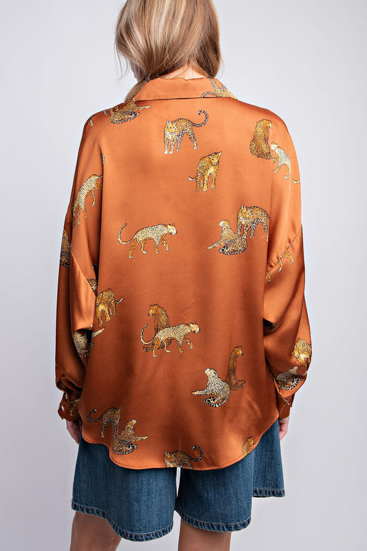 Brown Cheetah Printed Top