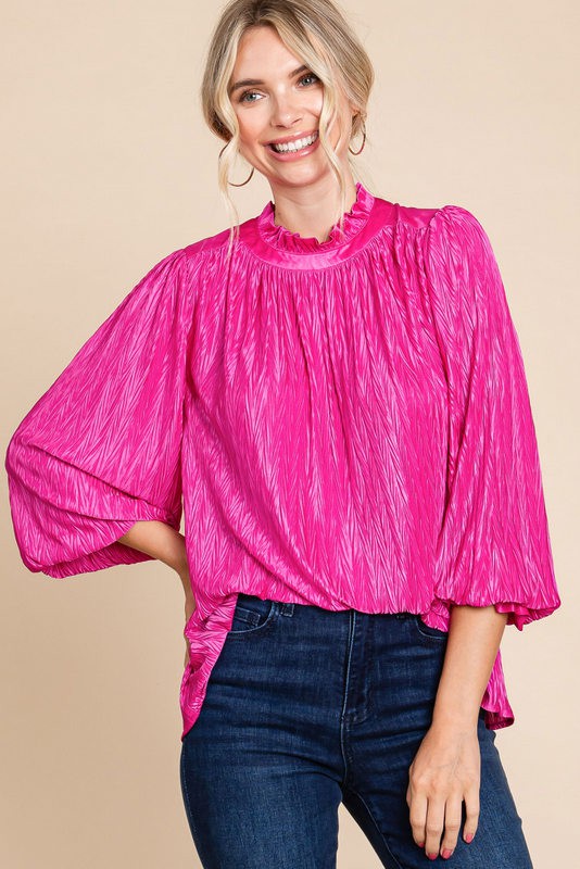 Hot Pink Crinkle Top