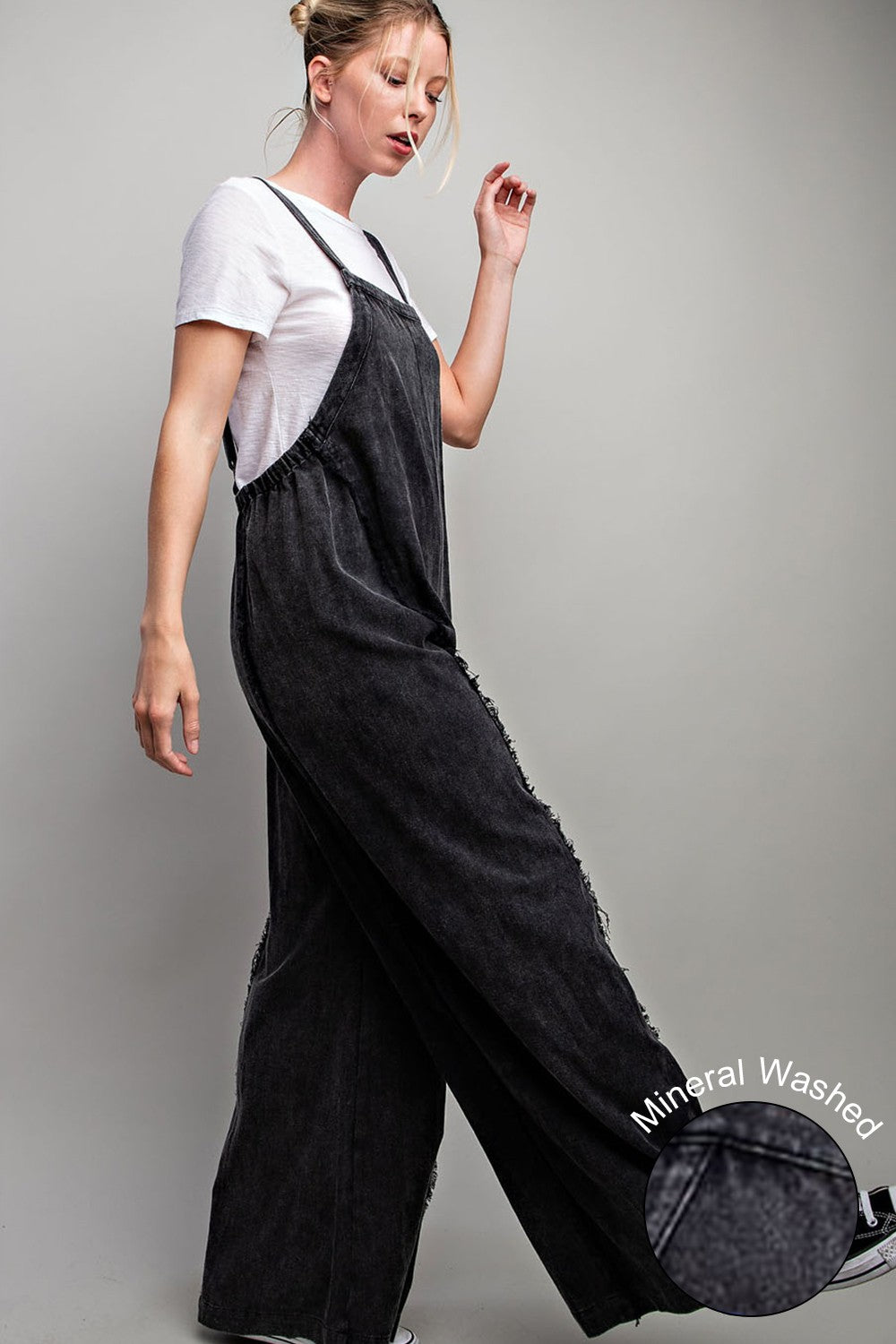 Black Mineral Wash Jumpsuit