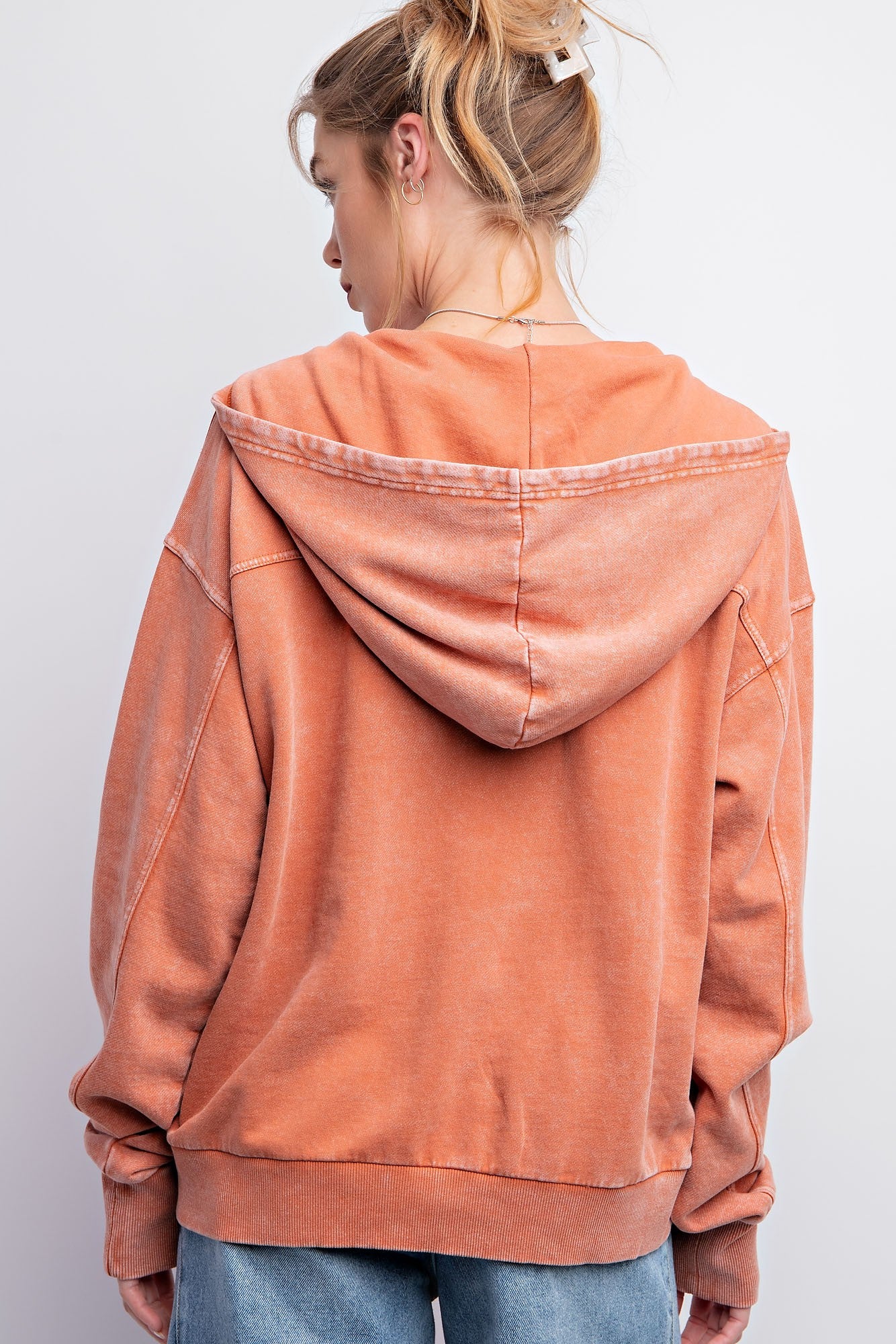 Mineral Wash Half Zip Pullover - Rust