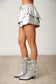 Faux Leather Double Layer Skort - Silver