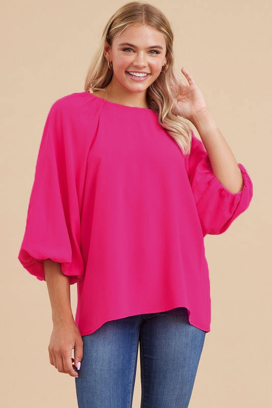 Magenta Puff Sleeve Top