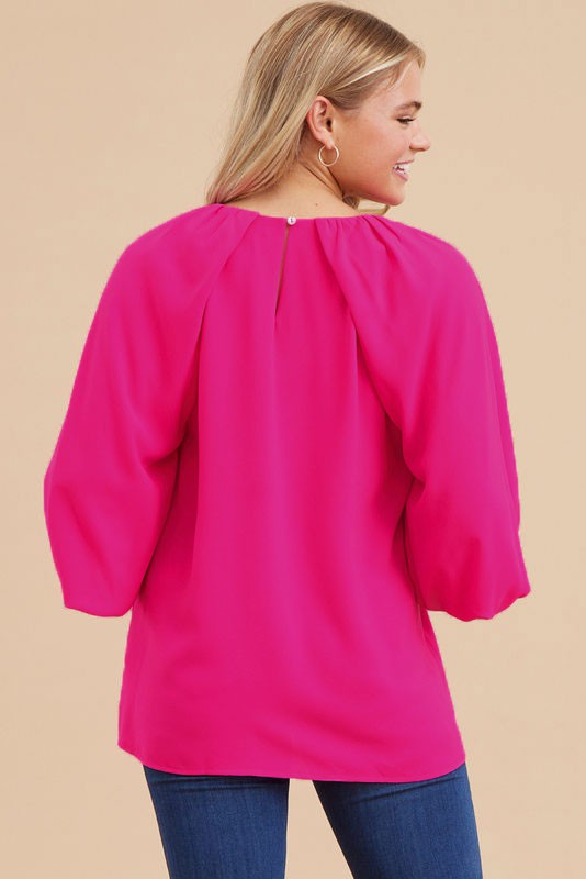 Magenta Puff Sleeve Top