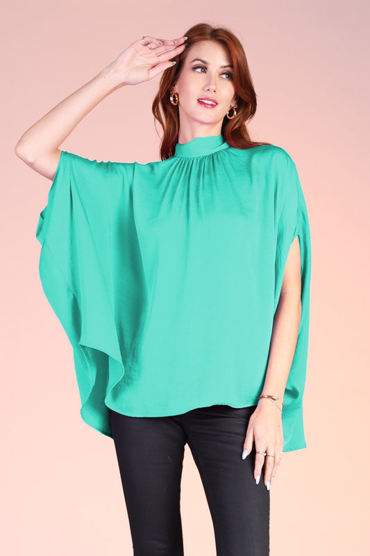 Green Mock Neck Caftan Tunic