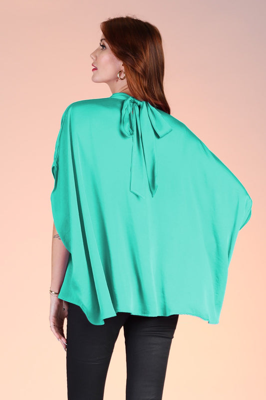 Green Mock Neck Caftan Tunic