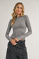 Open Back Fitted Long Sleeve Top - Heather Grey