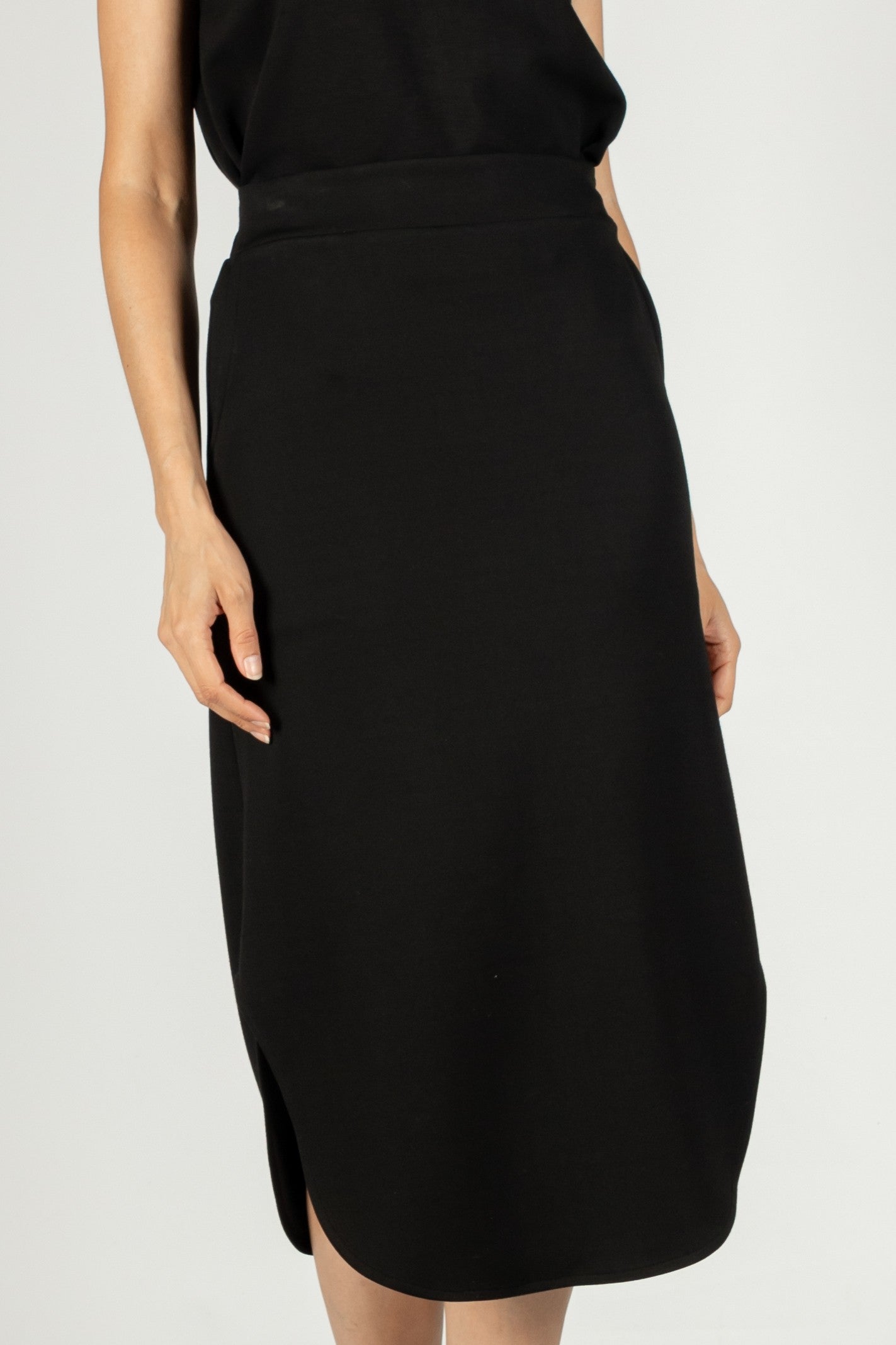 Black Scuba Midi Skirt