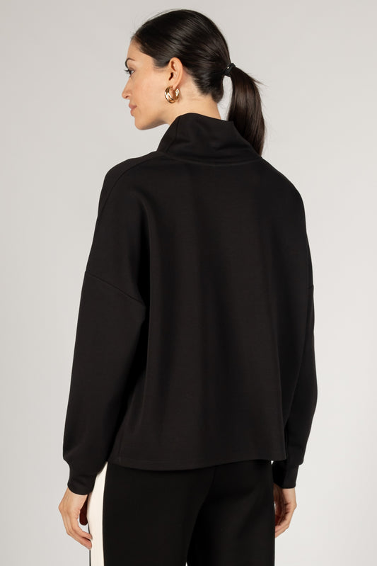 Scuba Modal Cowl Neck Long Sleeve Top - Black