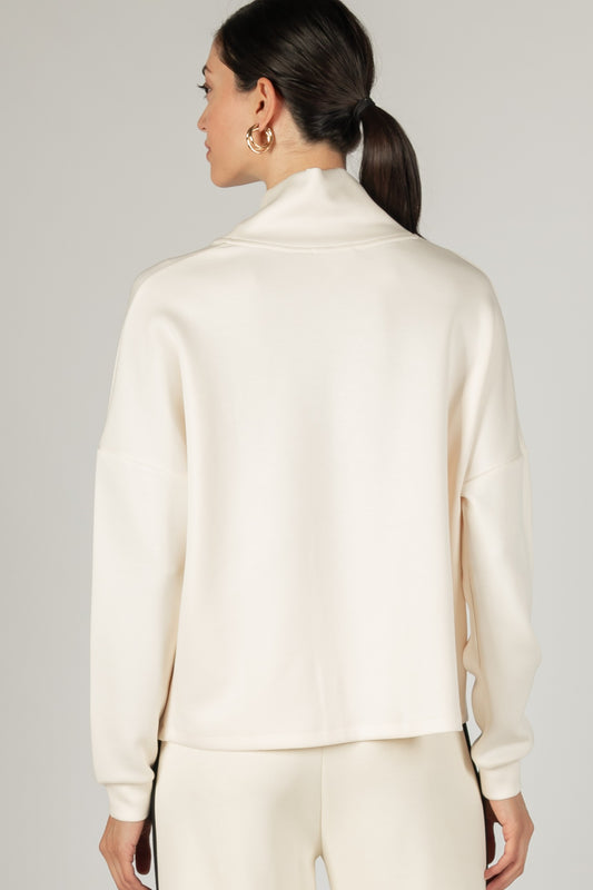 Scuba Modal Cowl Neck Long Sleeve Top - Cream