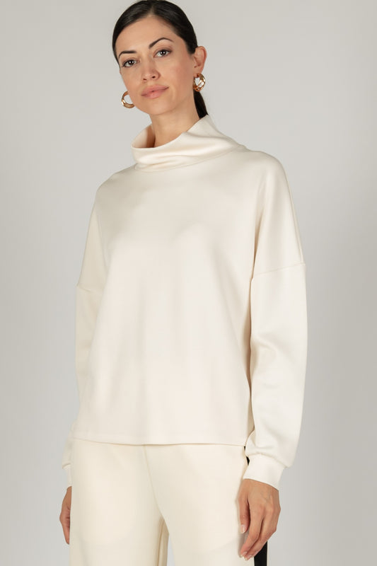 Scuba Modal Cowl Neck Long Sleeve Top - Cream