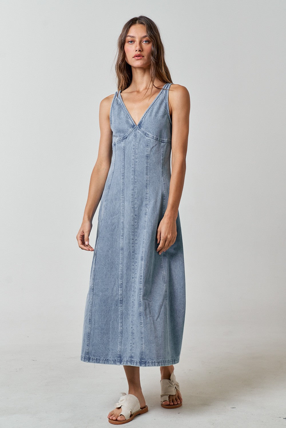 Denim Sleeveless Midi Dress